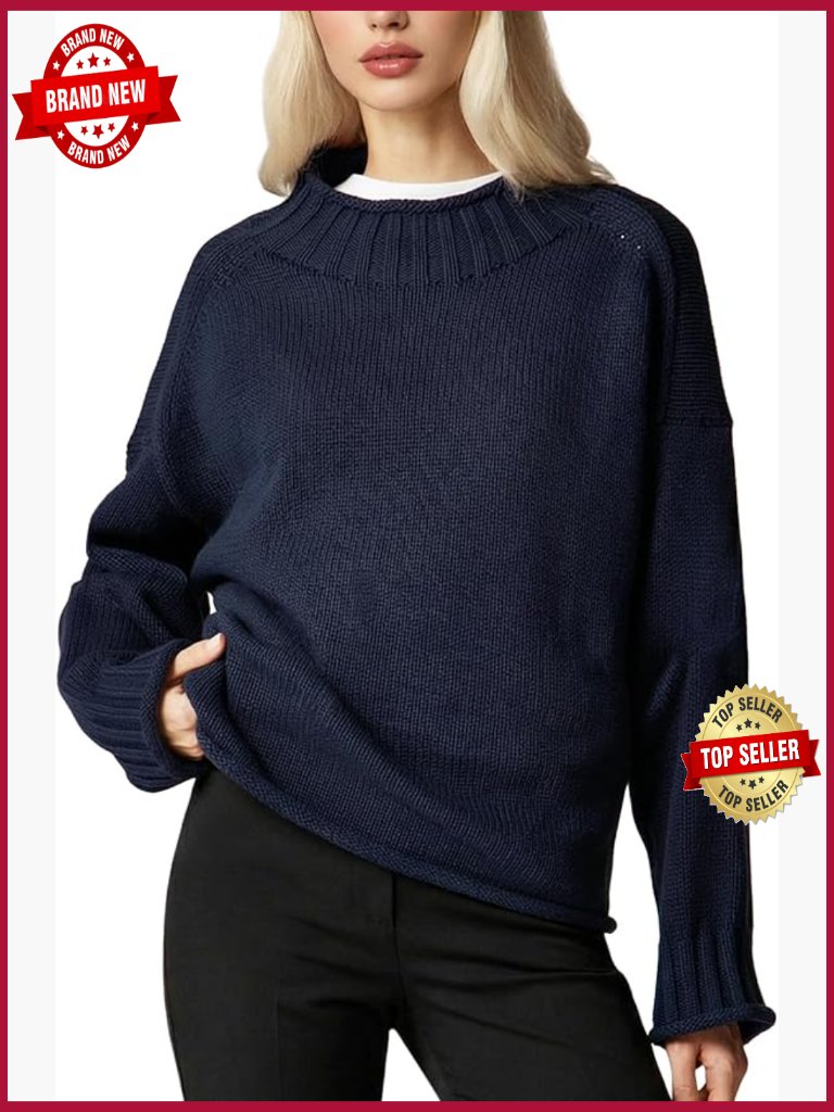 Oversized Rollneck Cable Knit Pullover Sweater Chunky Casual